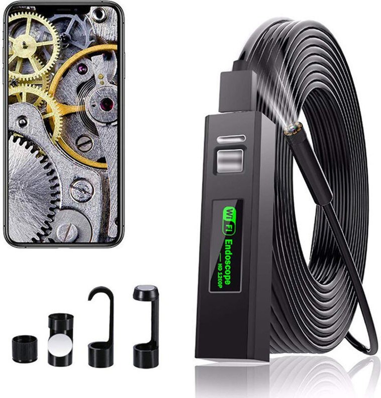 WLAN-Endoskop-USB-Inspektionskamera, 2 Megapixel 1200P HD-Endoskopkamera, IP68 wasserdichte Endoskopkamera mit 8 LEDs fü...