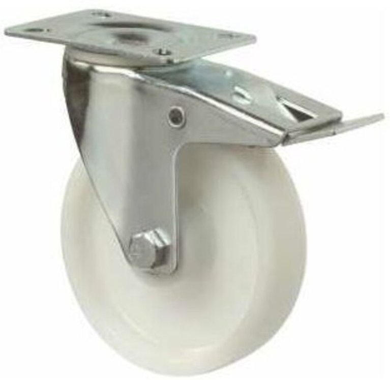 Lenkrolle Fest 125mm Stahlbl Verz Poly lg. r - Bs Rollen