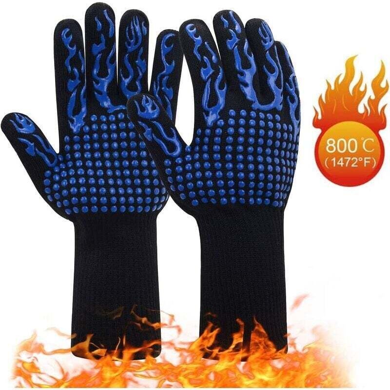 Thumbnail - Hitzebeständige Grillhandschuhe, 1 Paar Silikon-Ofenhandschuhe, rutschfest bis 800°C, Handschuhgröße 32cm, Universalhand...