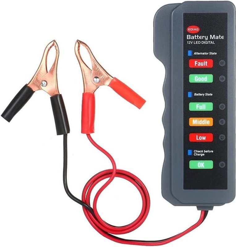 Ersandy - 12-V-Autobatterie-Lichtmaschinentester, LED-Digital-Batteriezustands-Lichtmaschinen-Lastanalysator mit LED-Kup...