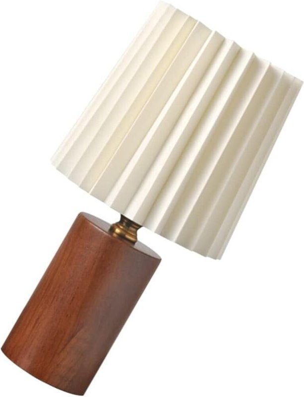 Tonchean - Plissee-Tischlampe, moderne Nachttischlampe mit Holzsockel, Schreibtisch-Leselicht für Schlafzimmer, Wohnzimm...