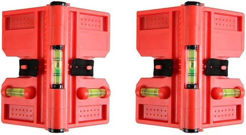 Packung mit 2 faltbaren Magnetwasserwaagen für Säulen, Rohre, Geländer und Paneele