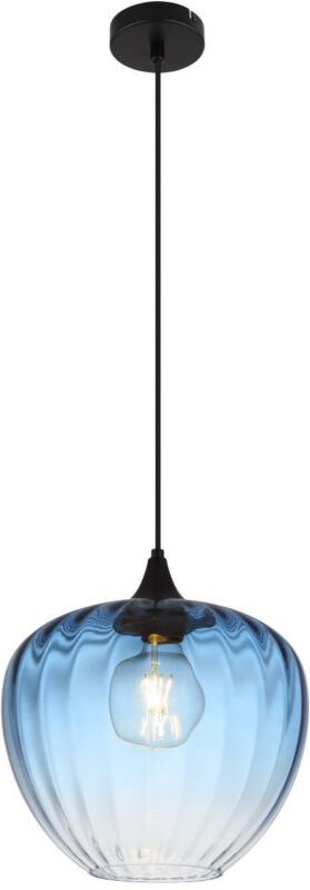 Globo Lighting - Pendelleuchte Esszimmerlampe Küchenleuchte Glas blau Rillen Wohnzimmerleuchte