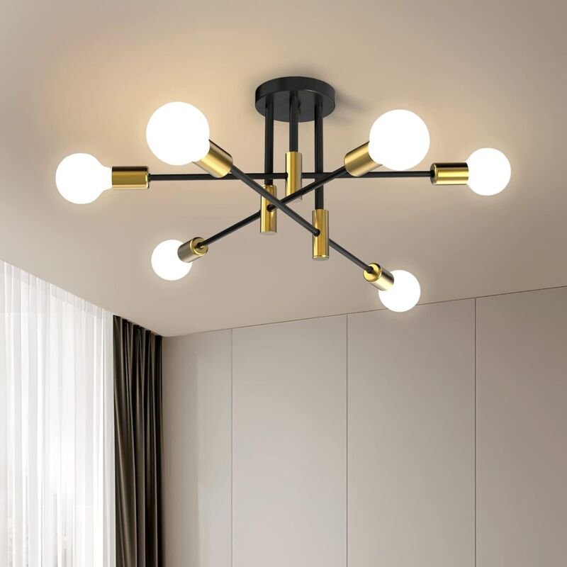 6 Flammig Moderne Deckenleuchte E27 Eisen Deckenlampe Flurlampe für Wohnzimmer Esszimmer Küche Bars - Ohne Leuchtmittel ...