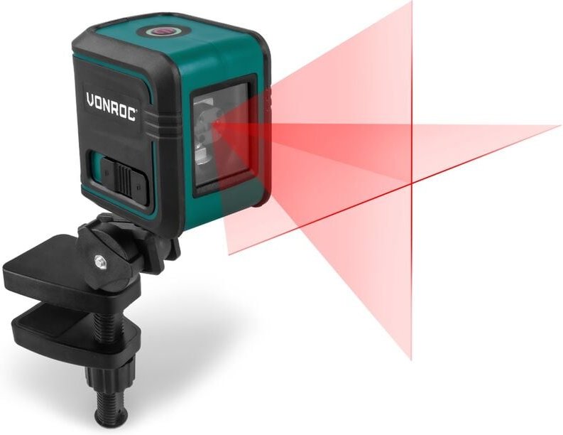 Vonroc - Kreuzlinienlaser Rot - Selbstnivellierend - 10 Meter Reichweite