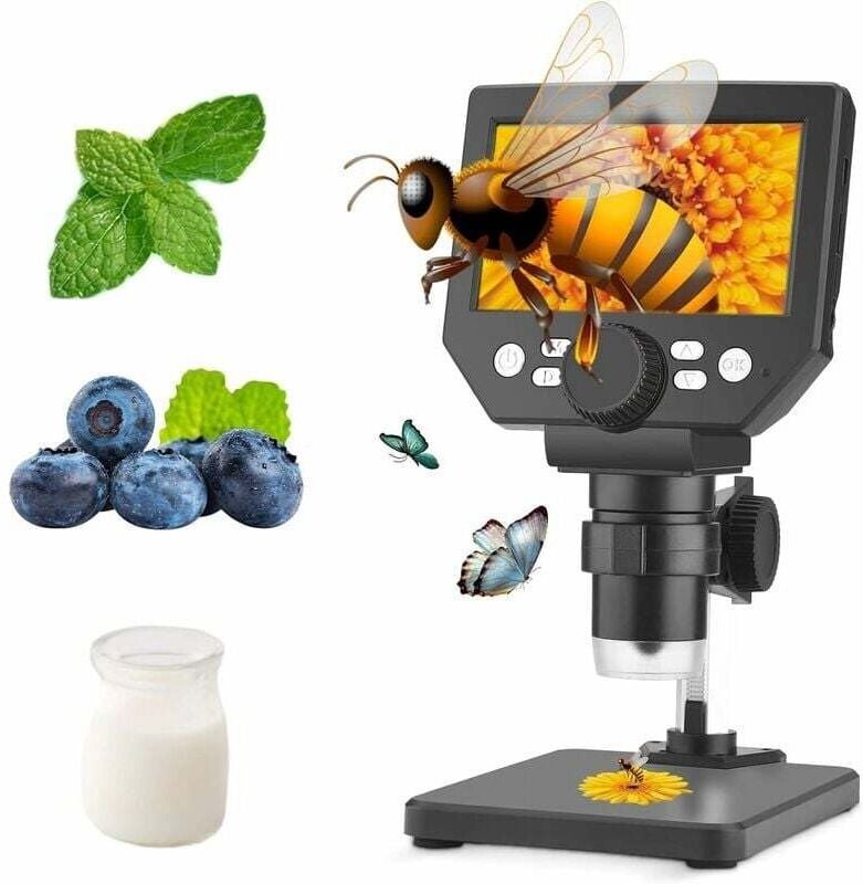 4,3 Zoll HD 1000X Digitalmikroskop 10MP Kamera 8 LED-Leuchten USB Professionelles tragbares elektronisches Mikroskop für...