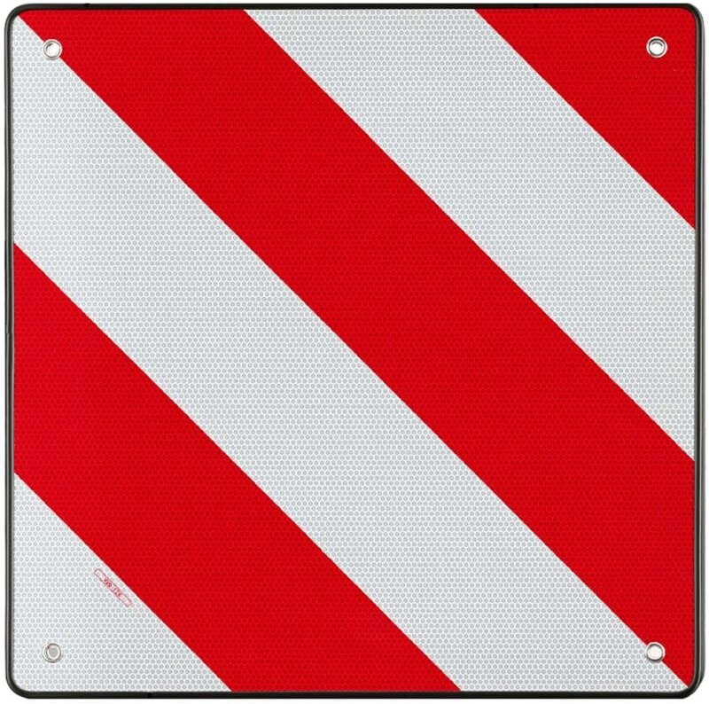 Thumbnail - Wiltec - Rot weiße Warntafel Spanien aus Aluminium mit Befestigungslöchern 500x500 mm reflektierend Warnschild für Fahrr...