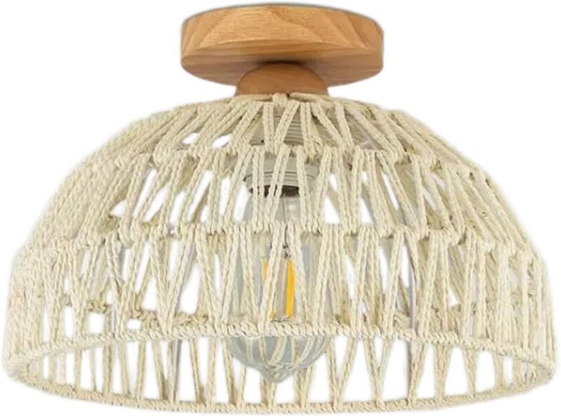 Deckenleuchte aus böhmischem Rattan, Einbau-Pendelleuchte, Kronleuchter fürs Schlafzimmer, handgewebter Lampenschirm, Ho...