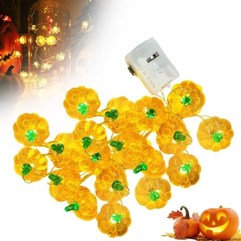Halloween Deko, Halloween Lichterkette, 20LED Halloween Kürbis Lichterketten Batterie Außen Halloween Deko Outdoor für G...