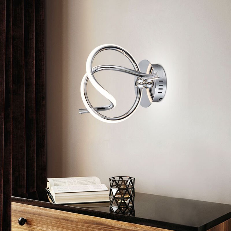 Thumbnail - Led Design Wand Strahler Chrom Leuchte geschwungen Treppen Haus Flur Lampe satiniert