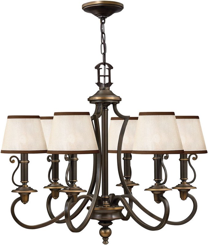 Plymouth - 6 Leichter mehrarmiger Kronleuchter Olde Bronze Finish, E14 - Elstead
