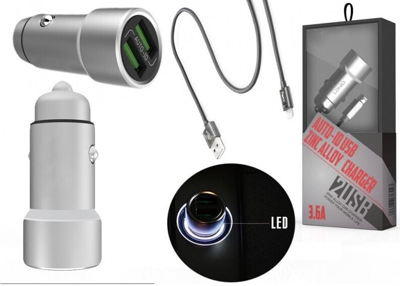 Trade Shop Traesio - Trade Shop - 2-Port USB-Netzteil-Set Autoadapter 3,6 a 12 v 220 v Kabel Samsung Android -