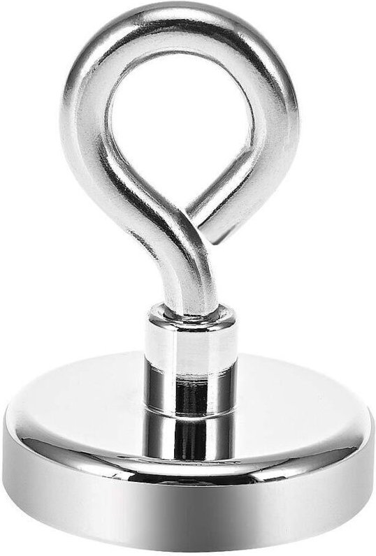 Superstarker 80-kg-Neodym-Ösenmagnet – Ideal zum Magnetangeln – Ø 48 mm mit Neodym-Ösenmagnet