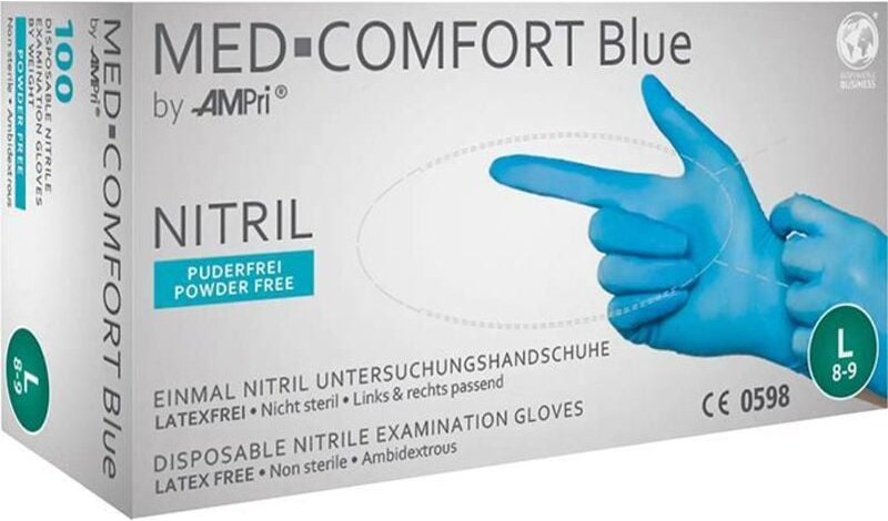 Einweghandschuhe Nitril, MED COMFORT BLUE, puderfrei, Gr. S