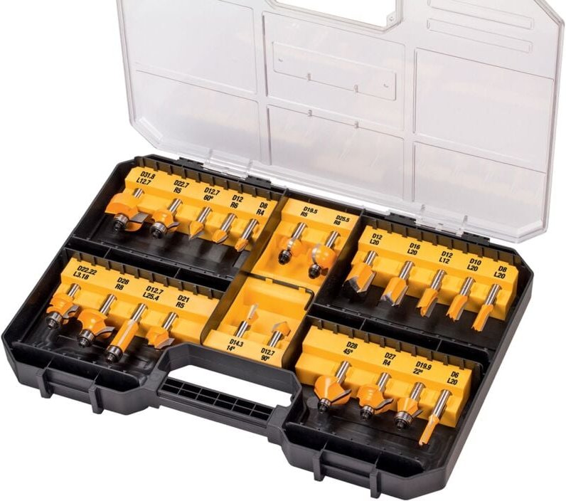DeWALT Hartmetall (HM) Fräser-Set 22-tlg mit 8 mm Schaft DT90017-QZ