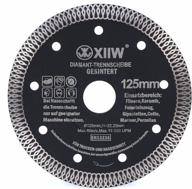 Xiiw - 125mm Diamanttrennscheibe Trennscheibe 1.4mm dünn für harte Fliesen Granit