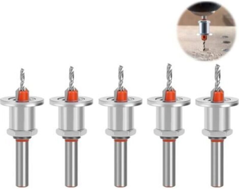 5-teiliges 8-mm-Senkbohrer-Set für Holz, Senkarbeiten und Holzbearbeitung, inklusive Senkbohrer mit Tiefenanschlag und S...