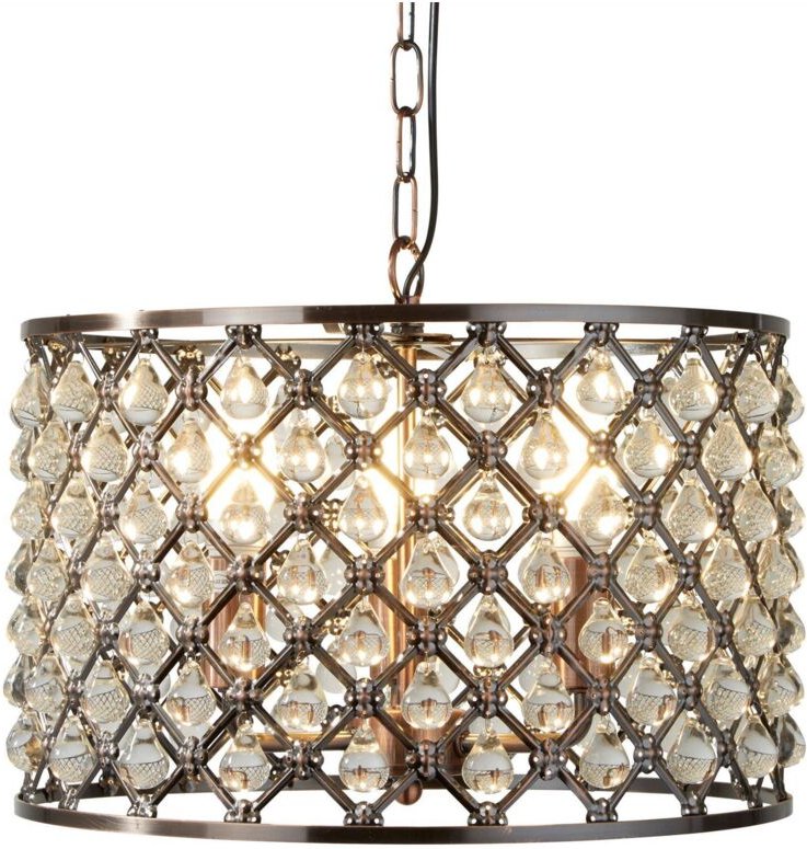 Marquise - 3 Licht Decke Anhänger Kupfer mit Glaskristallen, E14 - Searchlight