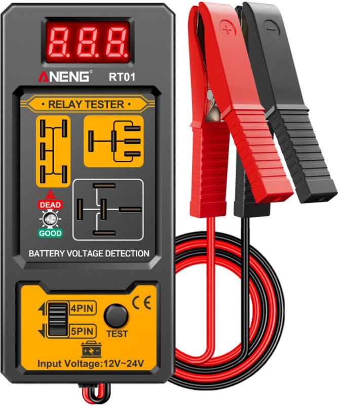 Tester per relè automobilistici, tester digitale con indicatore di batteria, analizzatore compatibile con relè a quattro...