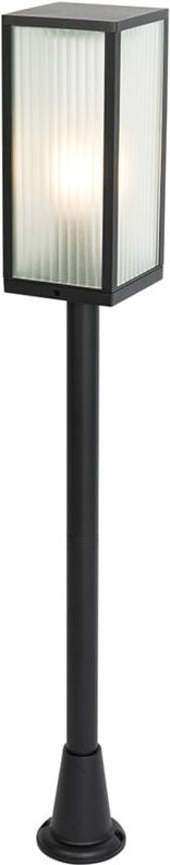 Außen-Stehleuchte schwarz mit geriffeltem Glas 100 cm IP44 - Charlois Ribbed