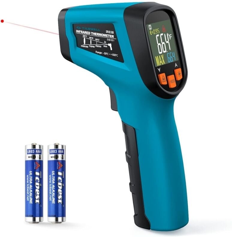 Infrarot-Thermometer (Nicht für Menschen) -50 °c bis 600 °c IR-Digital-Laser-Temperaturmessgerät mit LCD-Display - Tilsw...