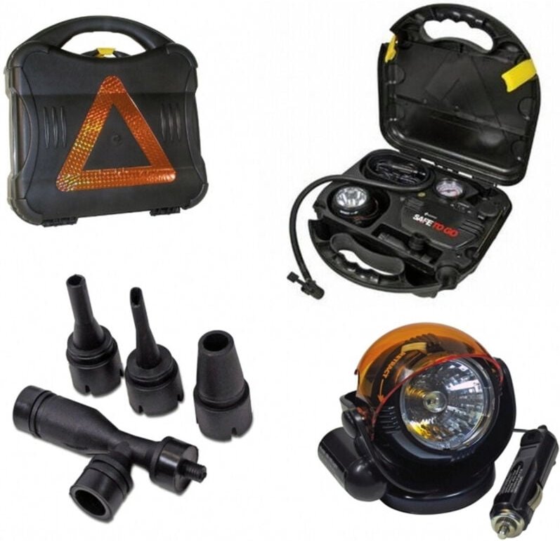 Trade Shop Traesio - Trade Shop - sicherer luftkompressor 12 volt druckmesser dreieck notfall auto motorrad tragbar -