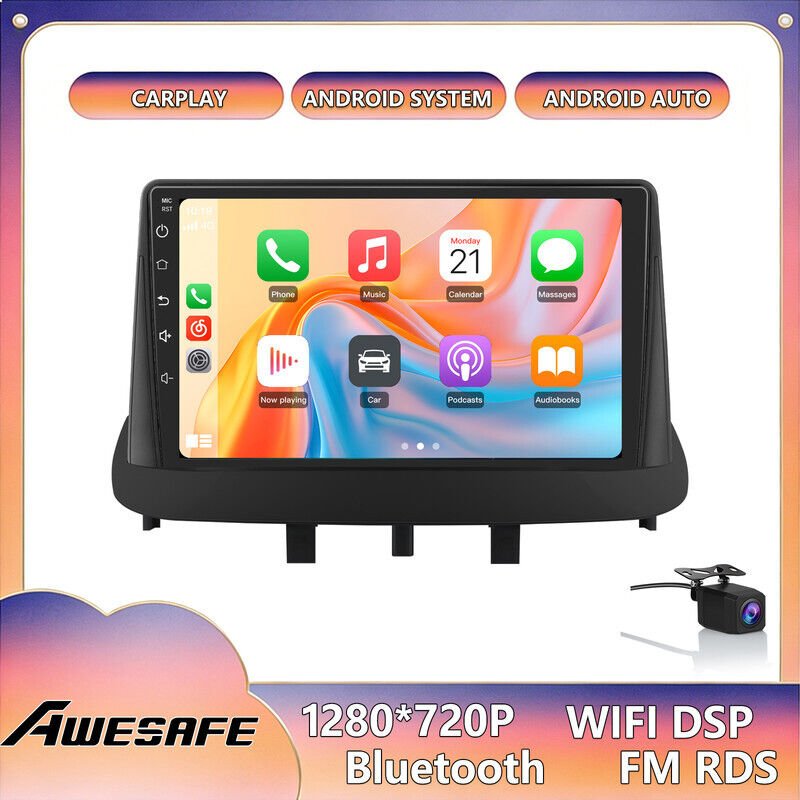AWESAFE Autoradio Android 13 für Renault Megane 3 (2008-2014) 2GB+32GB mit 9'' Touchscreen CarPlay Android Auto Rückfahr...