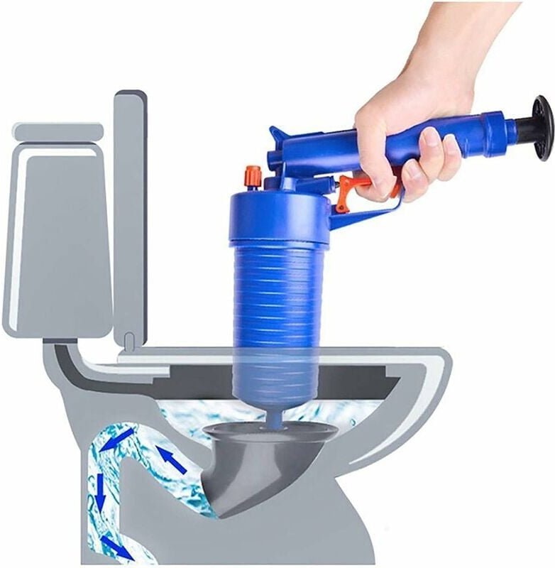 Thumbnail - Kolbentoilette entstopfen, verstopfte Toilette entstopfen, manuelle Hochdruckablaufpumpe mit 4 Adaptern, Abflussreinigun...