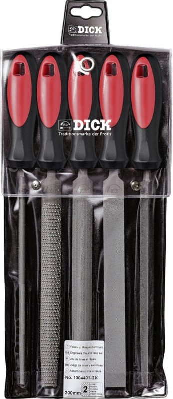 F. DICK Feilen-/Raspel-Satz 5-teilig 200 mm 2-K Griff Werkzeug für Holz Eisen