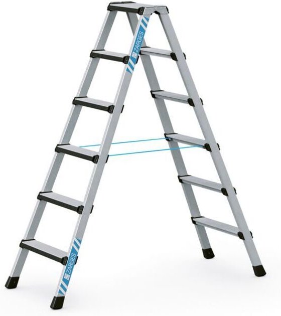 Comfortstep b Stufen-Stehleiter mit gepolsterter Stufen-Vorderkante, beidseitig begehbar 41435 Zarges Arbeitshöhe 3,00m