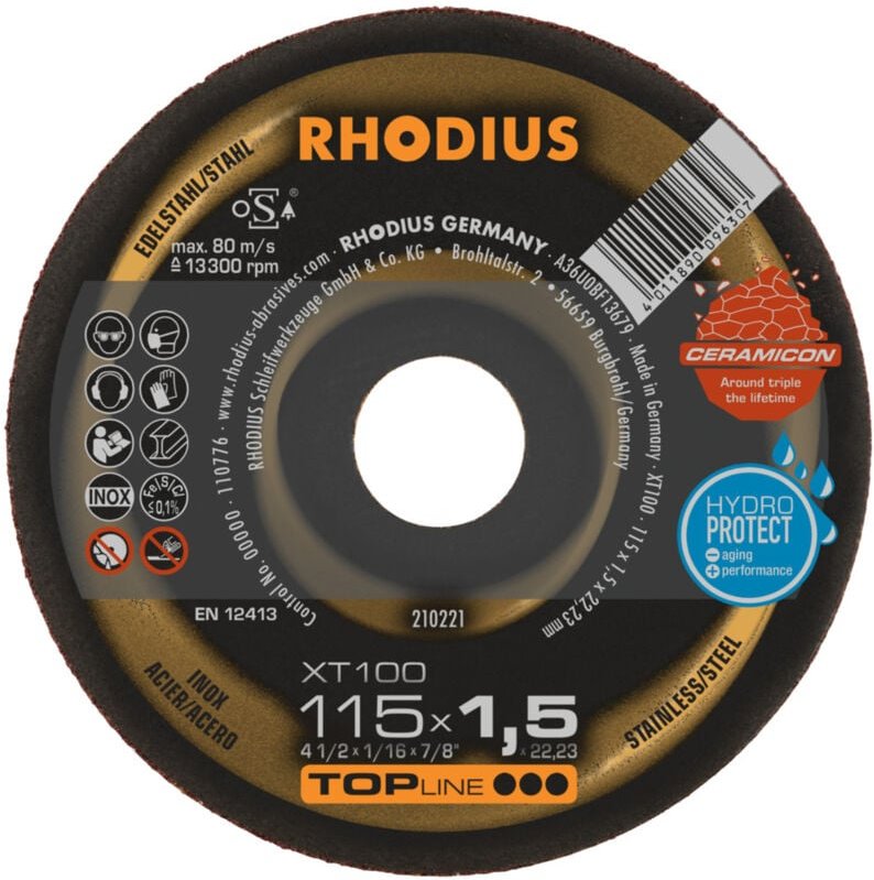 RHODIUS XT100, 25 Stück, 115 x 1,5 mm, Trennscheibe
