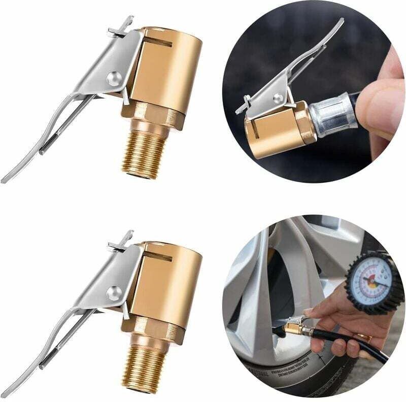 4er-Pack Luftfutter mit Clip-Adapter, Hochleistungs-Reifenfüllpumpen-Anschlussstück aus Messing, Luftfutter-Adapter
