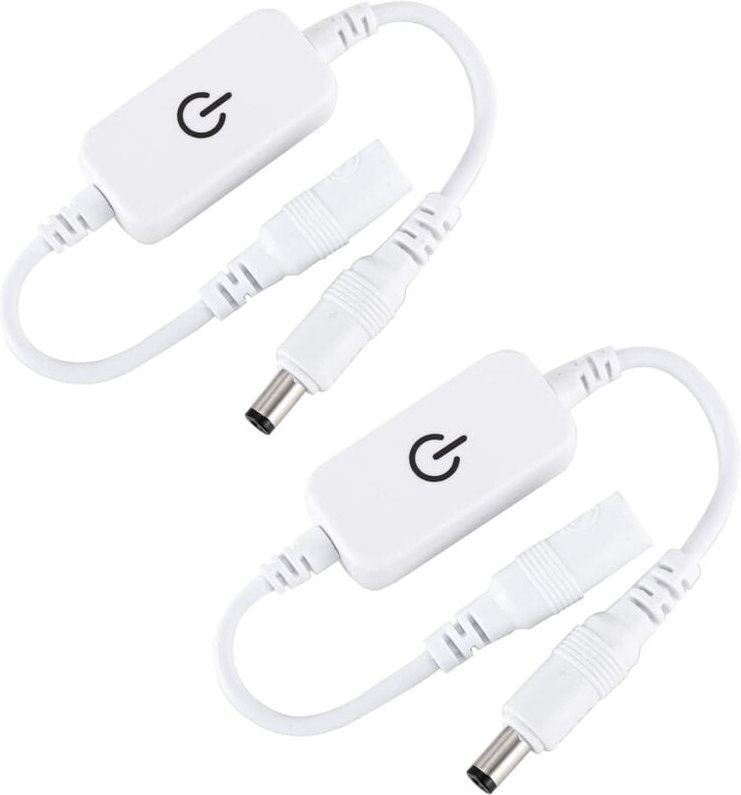 2 Stück 12–24 V 4 A einfarbiger LED-Streifen, Helligkeitsregler, Ein-/Aus-Schalter, Inline-Touch-Schalter, DC-Mini-LED-T...