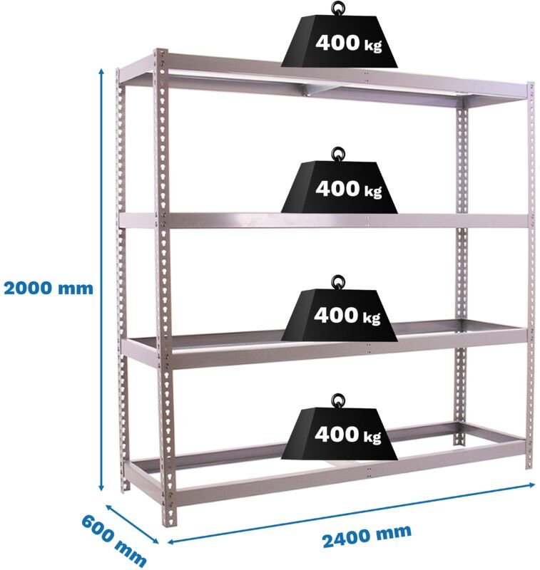 Simonrack Metallregal 4N verzinkt 2000x2400x600 mm
