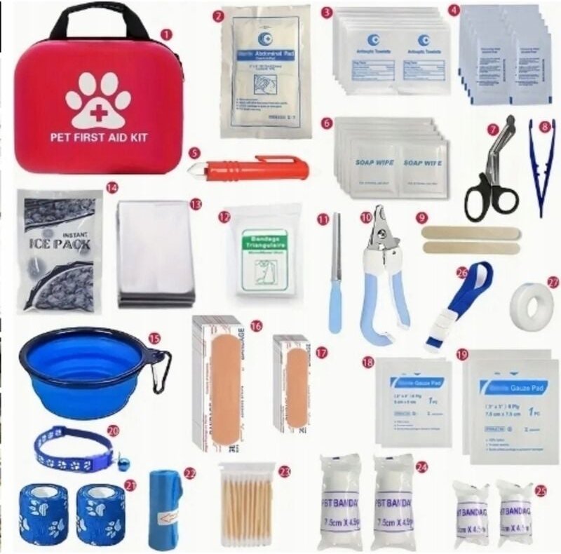 Erste-Hilfe-Set für Hunde und Katzen, tragbares Notfallversorgungsset