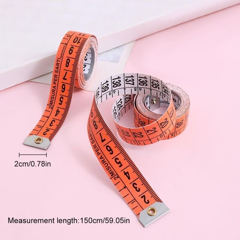 Set mit 2 Maßbändern für den Körper, präzises Maßband 150 cm/60 Zoll, doppelseitiges Klebeband zum Nähen und Messen