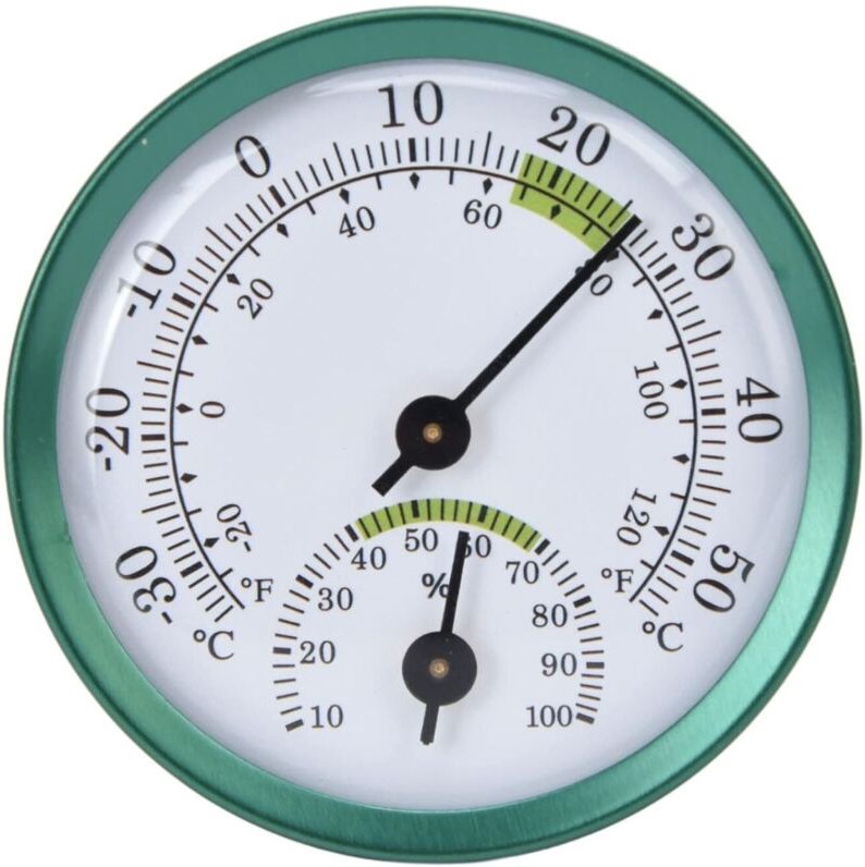 Tragbares 2-in-1-Thermometer und Hygrometer mit rundem Zifferblatt, Temperatur- und Feuchtigkeitsmesser für Küche, Büro,...