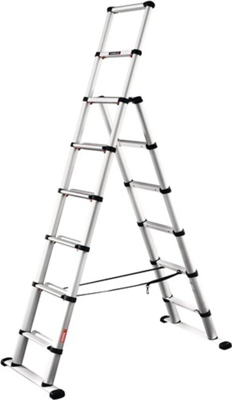 Günzburger Steigtechnik - Teleskop-Kombileiter Combi Line 6 + 2 Stufen nutzbar als Anlege- oder Stehleiter - 115476