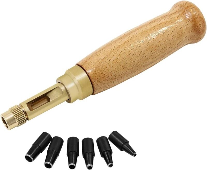 Ersandy - Schraubenlocher für Leder, 6 Punkte, 1,5–4 mm, austauschbarer Locher zum Nähen von Leder, Papier