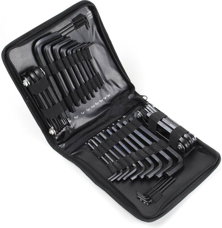 Wiltec - Innensechskantschlüssel Set 45tlg. Metrische und zöllige Winkelschlüssel teilweise faltbar Schlüsselsätze in pr...