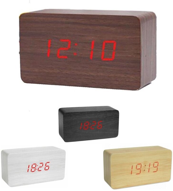 Digitalerled-Weckerinholzoptikmitalarmtonundtemperaturanzeige1295