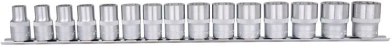 1/2' 12-kant-Stecknuss-Satz, 15-tlg, 10-24mm