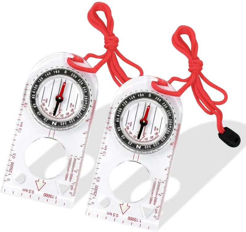 CCYKXA Zweiteiliges Wanderkompass-Set, einstellbare magnetische Deklination, inklusive rotem Trageband, geeignet zum Wan...