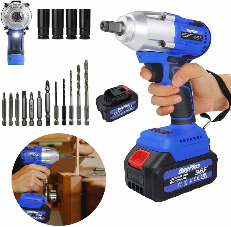Dayplus - Bürstenloser Schlagschrauber Elektrischer Drehschlagschrauber Akkus & Ladegerä