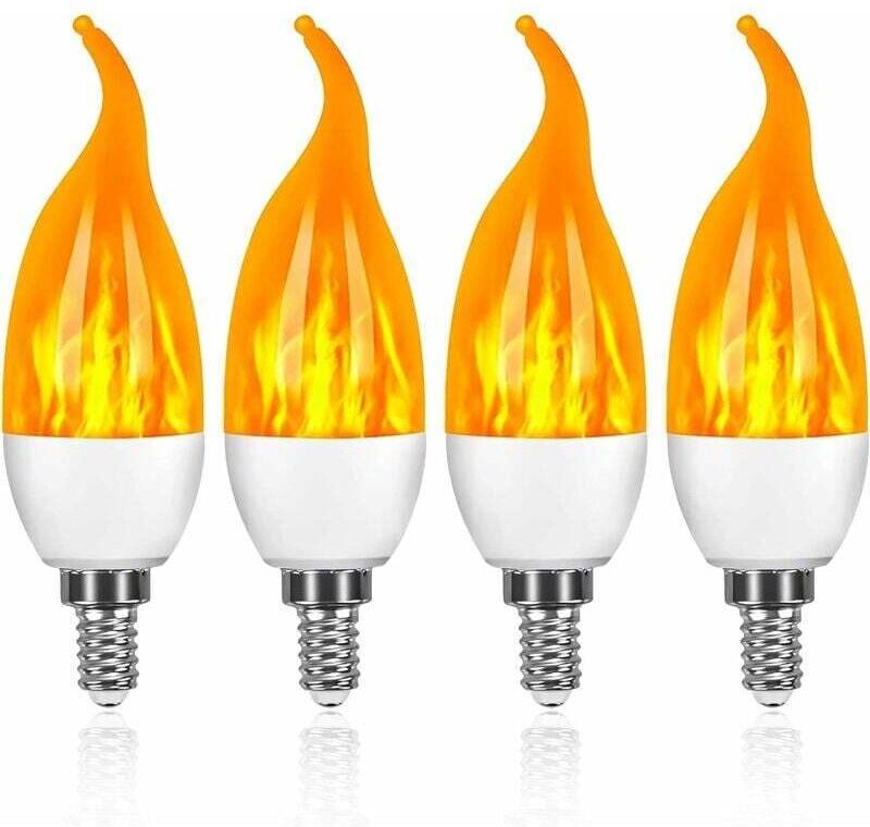 FOREHILL LED-Kerzenflammenlampe, Modell mit simulierter Blasenflamme, drei Geschwindigkeitsstufen, gelbes Licht, E14, 4 ...