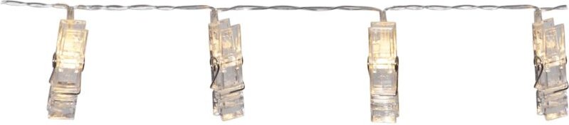 LED-Party-Kette 'Clippy', 10 klare Wäscheklammern