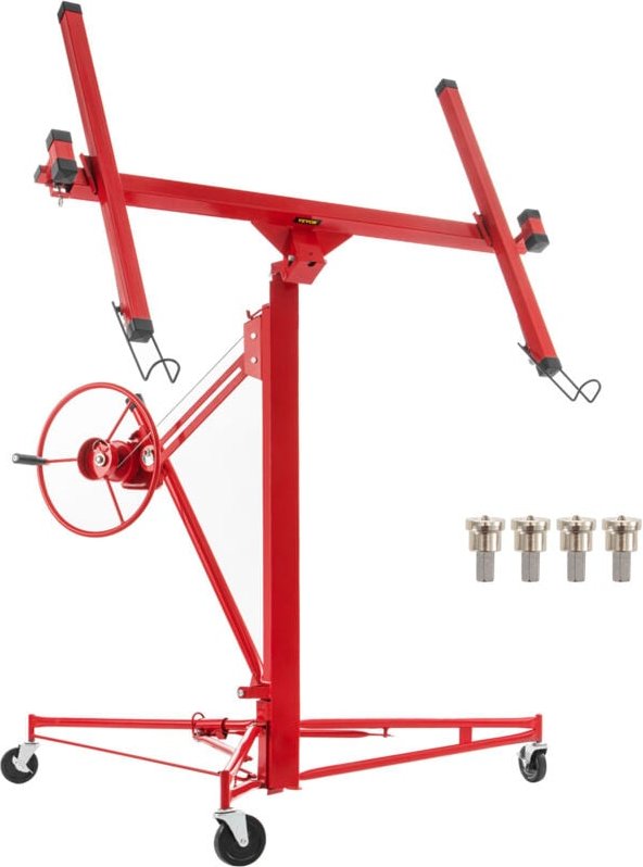 Mophorn - Trockenbau-Rollheber, 4,8 m Sheetrock-Heber, Hebezeug mit 68 kg Tragkraft, Stahl mit Teleskoparm und 3 festste...