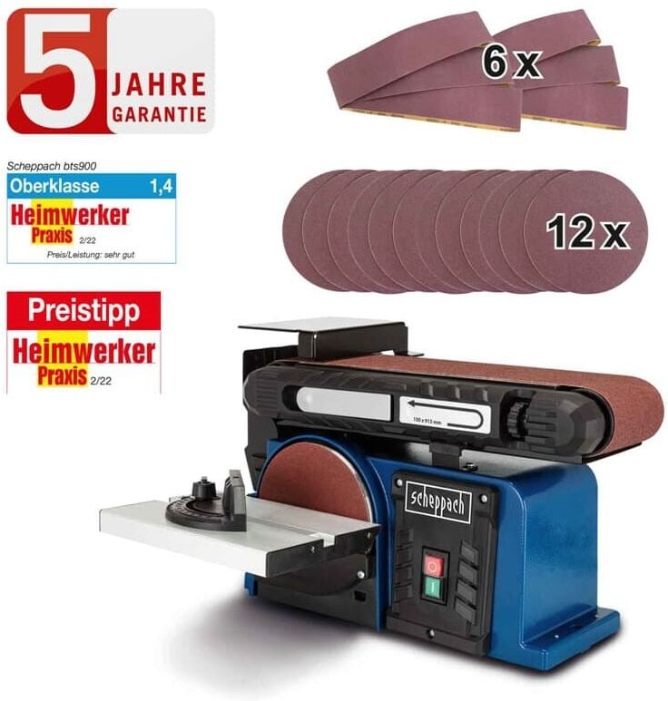 Scheppach - Band- und Tellerschleifer BTS900 150mm Weiterentwicklung BTS800 18tlg.