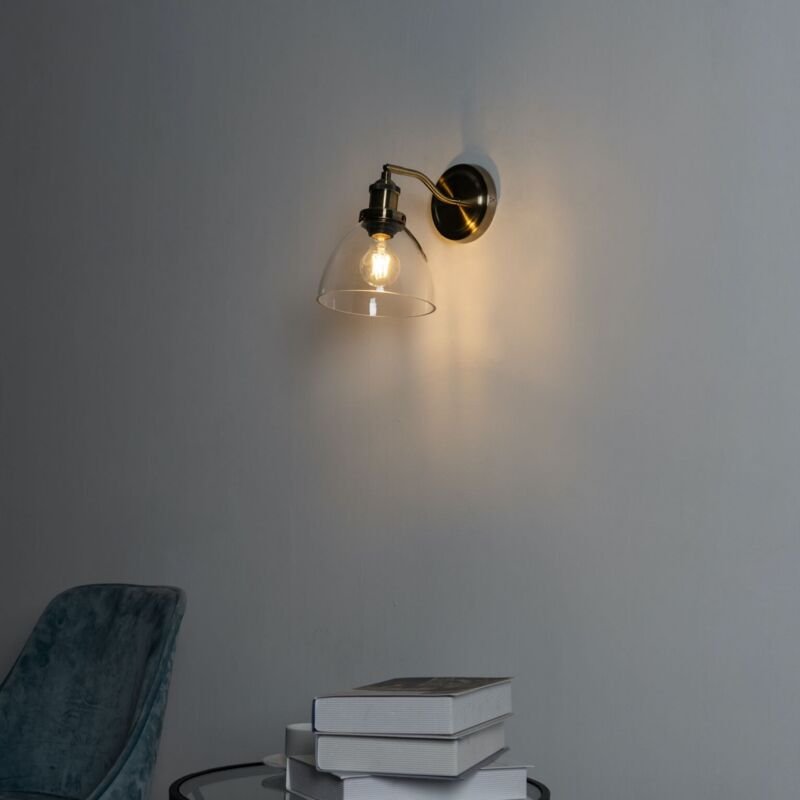 Vintage-Wandlampe aus Glas und Messing - Flavia