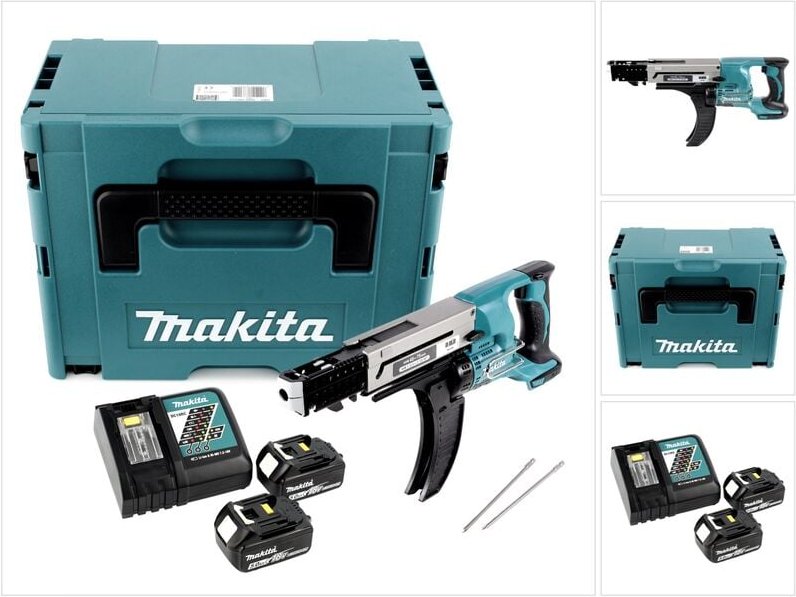 Dfr 750 rtj Akku Magazinschrauber 18V 45-75mm + 2x Akku 5,0Ah + Ladegerät + Makpac - Makita